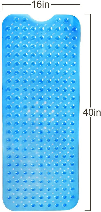 Clear Blue Oval Non Slip Bath Mat - FurniFindUSA