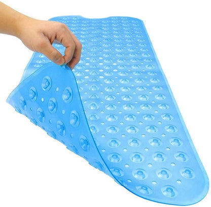 Clear Blue Oval Non Slip Bath Mat - FurniFindUSA