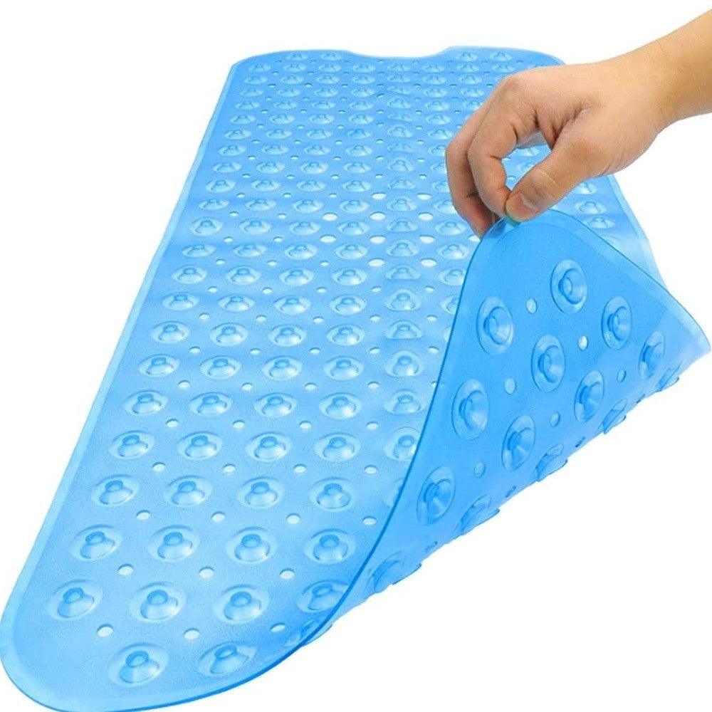 Clear Blue Oval Non Slip Bath Mat - FurniFindUSA