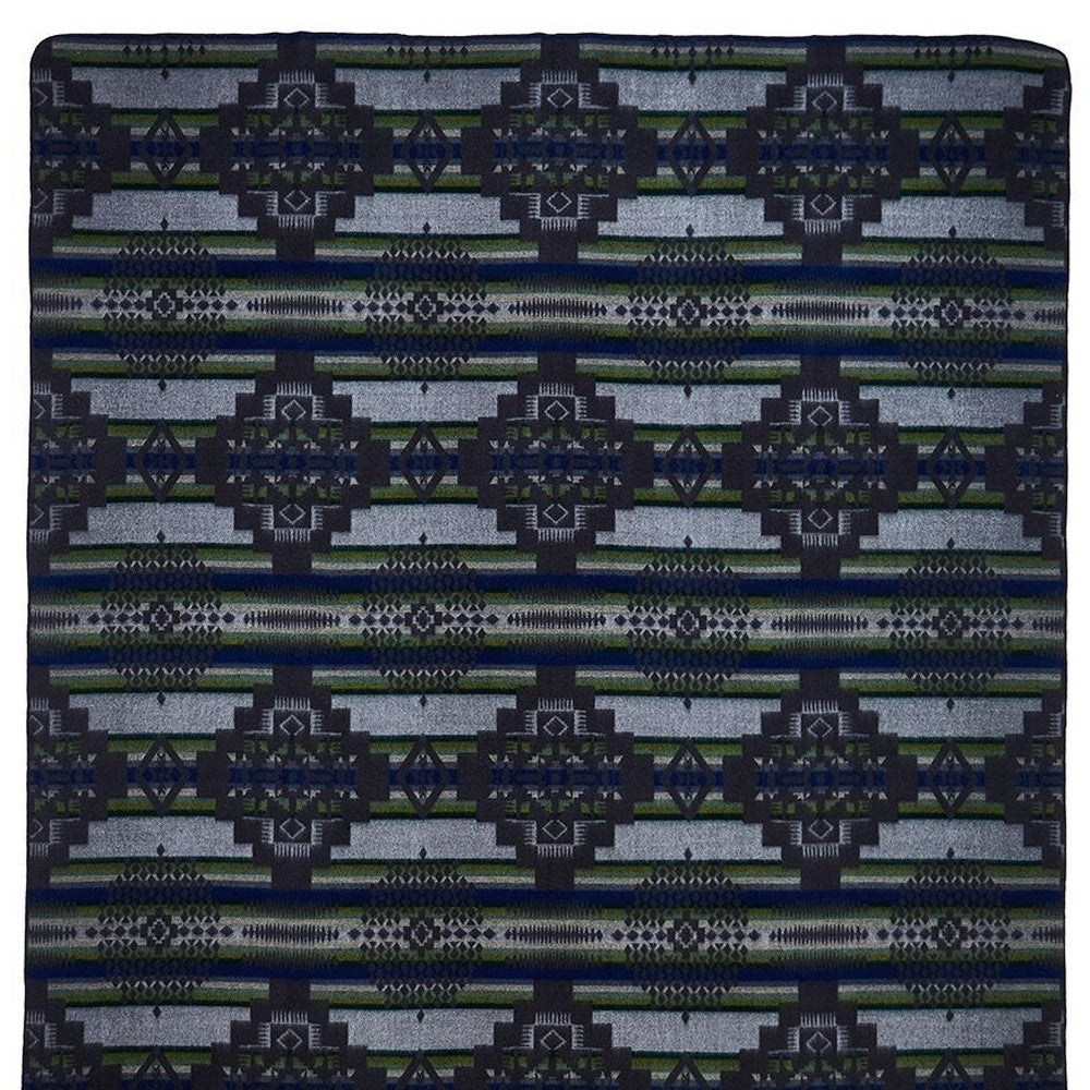 Forest Green and Blue Tribal Print Throw Blanket