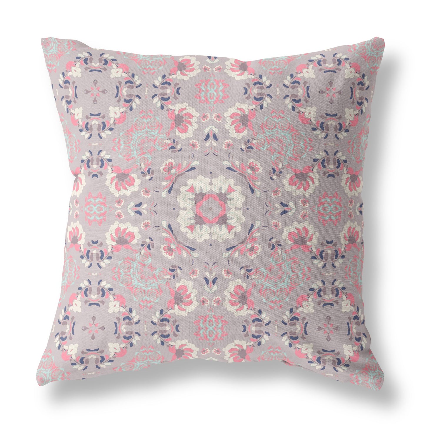 18" X 18" Muted Pink Broadcloth Floral Throw Pillow