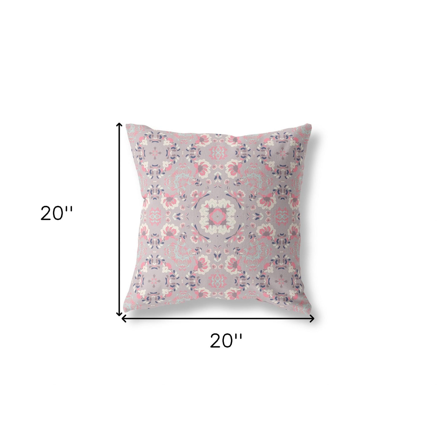 18" X 18" Muted Pink Broadcloth Floral Throw Pillow