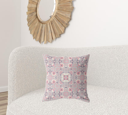 18" X 18" Muted Pink Broadcloth Floral Throw Pillow