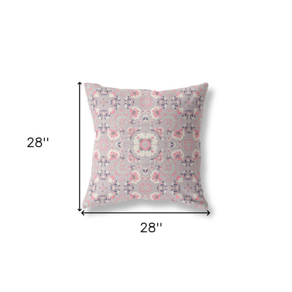 18" X 18" Muted Pink Broadcloth Floral Throw Pillow