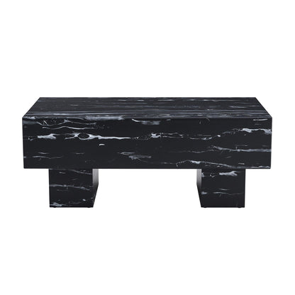 The black coffee table has patterns Modern rectangular table suitable for living rooms and apartments 43.3"*21.6"*17.2" - FurniFindUSA