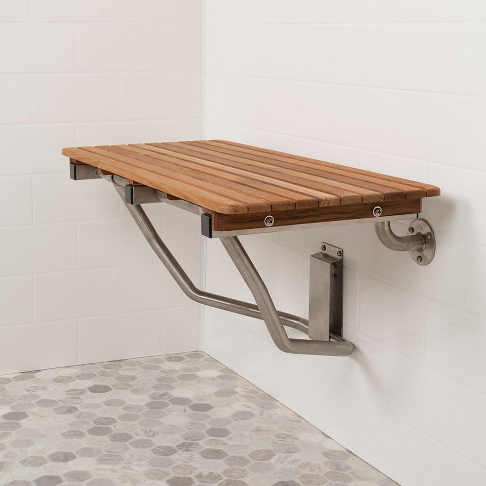 22" Classic Teak Wall Mount Teak Shower Bench - FurniFindUSA