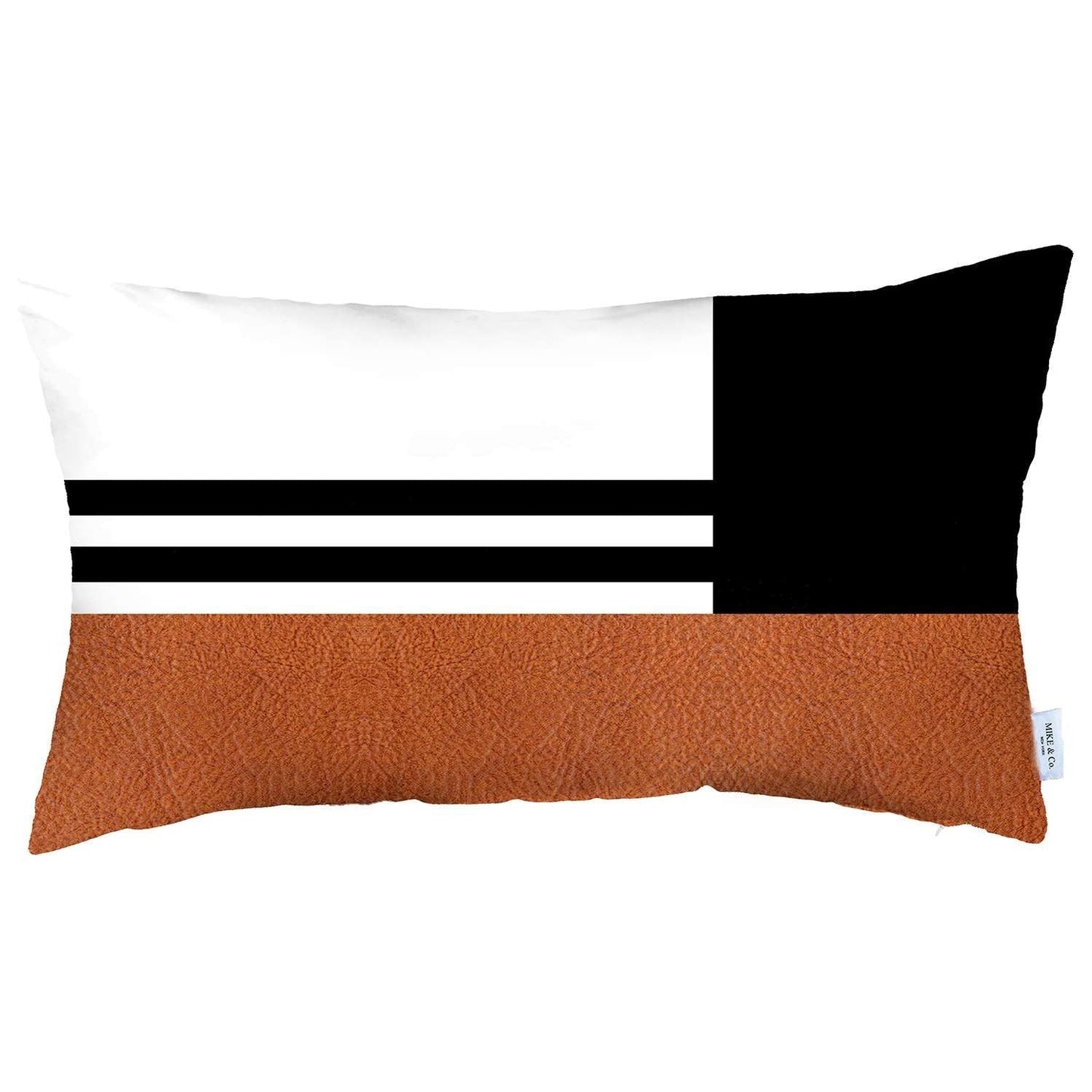 12" X 20" Brown And Black Striped Zippered Handmade Polyester Lumbar Pillow Cover FurniFindUSA