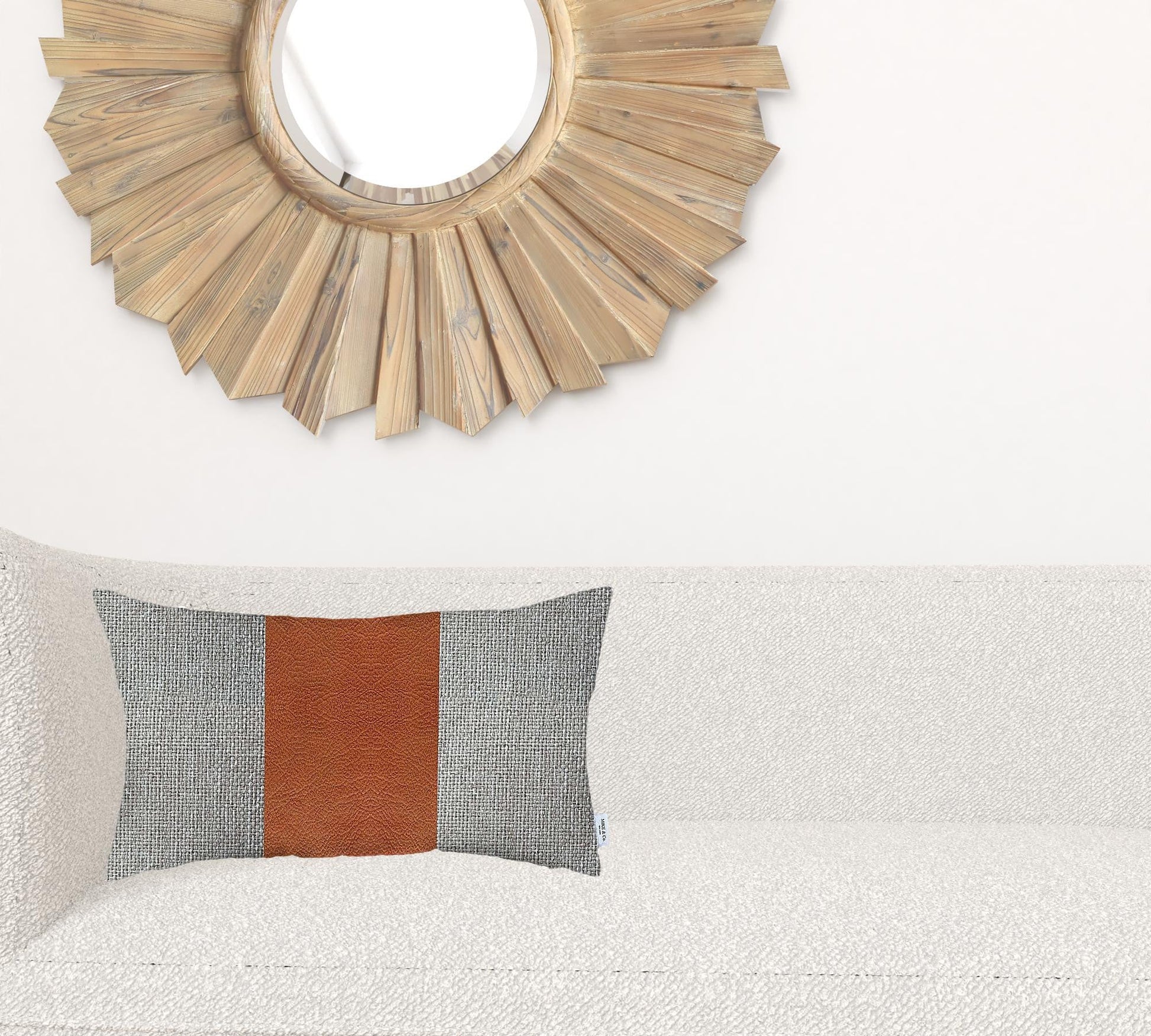 12" X 20" Grey And Brown Geometric Zippered Handmade Polyester Lumbar Pillow Cover FurniFindUSA