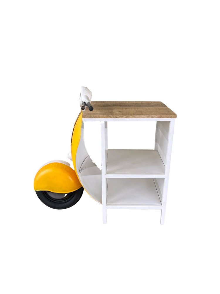 Yellow Wood And Metal Mini Scooter End or Side Table HomeRoots