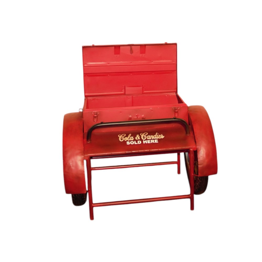 Retro Red Metal Delivery Box Accent Side Table HomeRoots