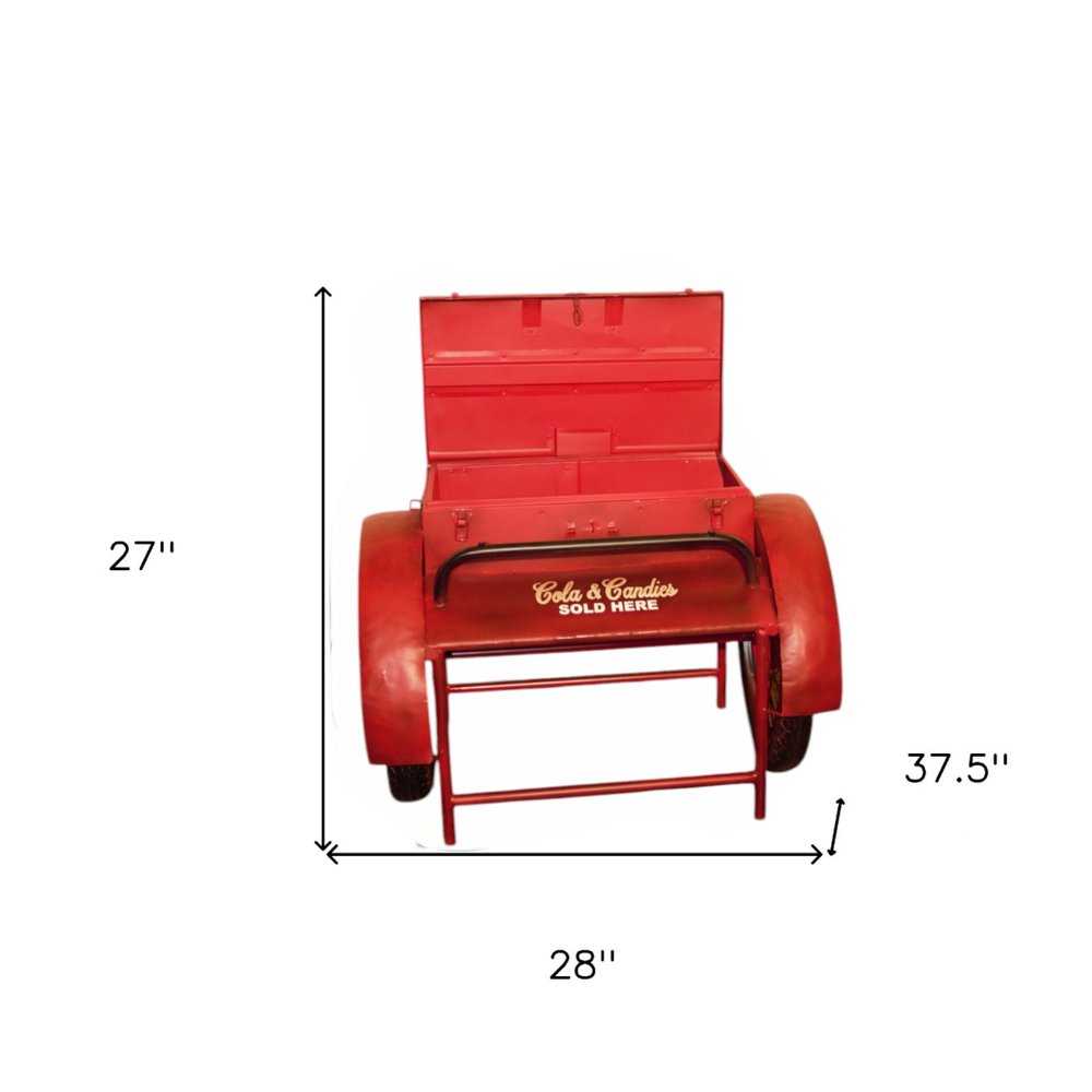 Retro Red Metal Delivery Box Accent Side Table HomeRoots