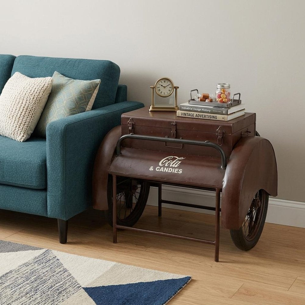 27" Maroon Steel End Table HomeRoots