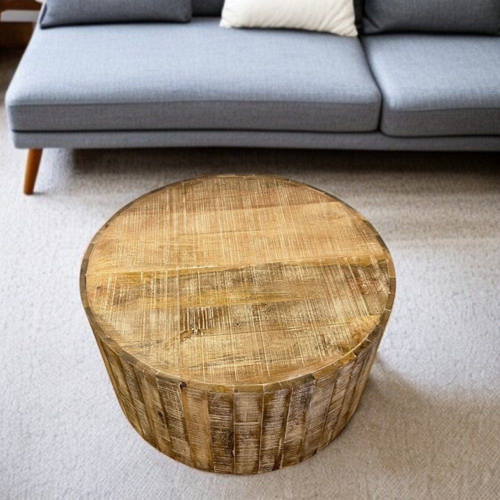 34" Natural Solid Wood Round Bunching Coffee Tables HomeRoots