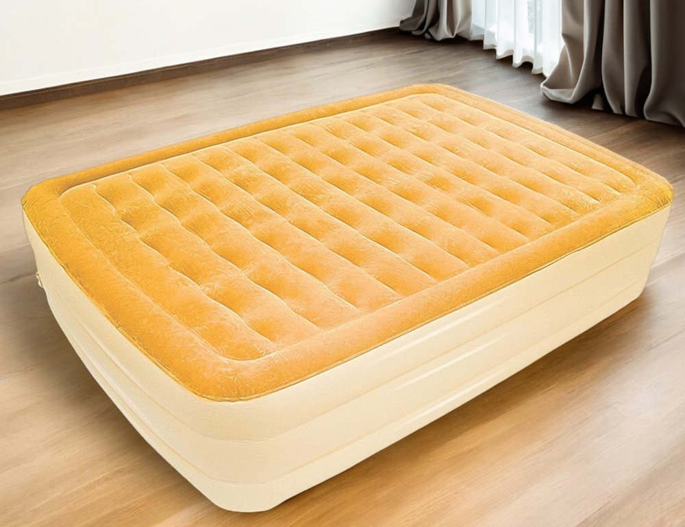 Dreamy Golden Inflatable Queen Size Air Mattress HomeRoots