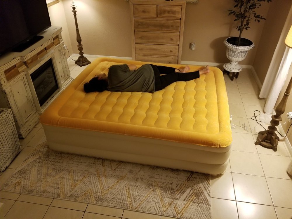 Dreamy Golden Inflatable Queen Size Air Mattress HomeRoots