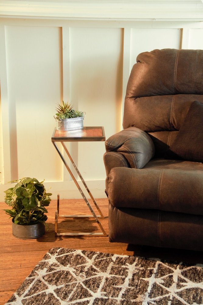 Stylish Asymmetrical Wood and Metal Z shaped Side Table HomeRoots