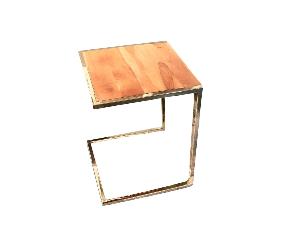 Set of Three Stylish Wood and Metal C Shaped Nesting End Tables HomeRoots