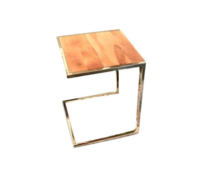 Set of Three Stylish Wood and Metal C Shaped Nesting End Tables HomeRoots