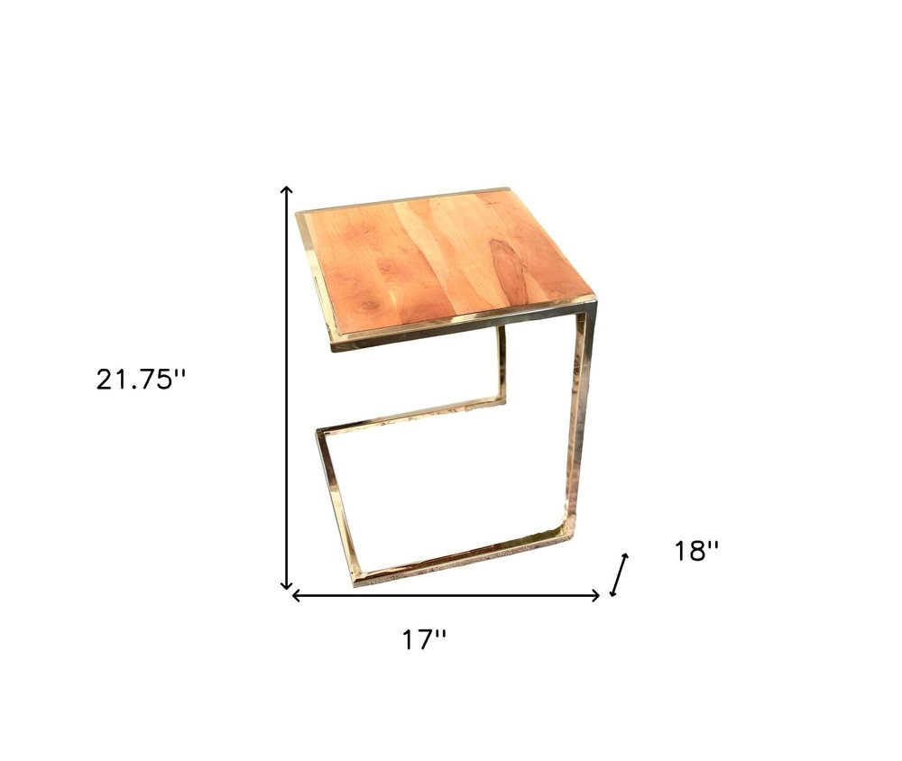 Set of Three Stylish Wood and Metal C Shaped Nesting End Tables HomeRoots