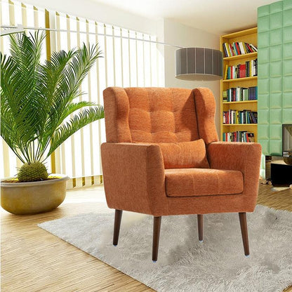 Modern Accent Chair Upholstered Foam Filled Living Room Chairs Comfy Reading Chair Mid Century Modern Chair (Orange) - FurniFindUSA