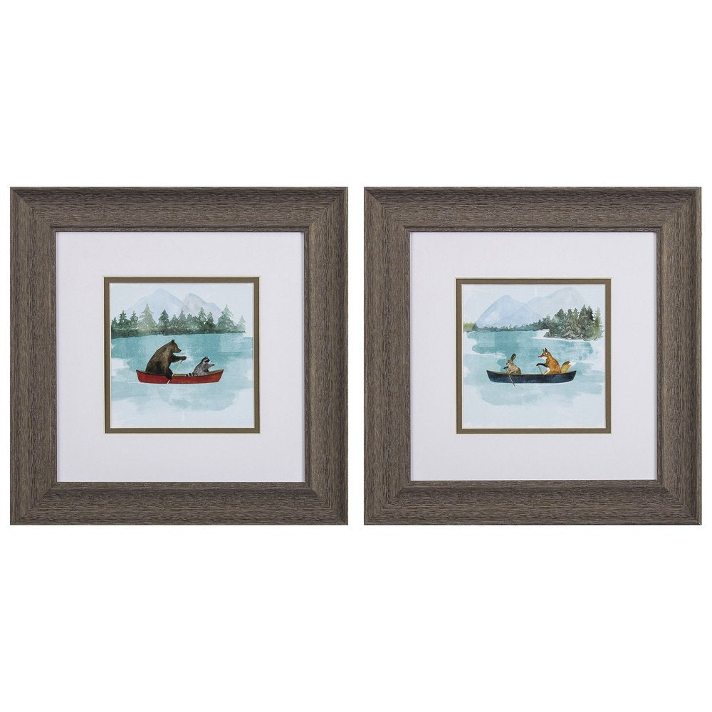 Set Of Two Bear Lake Brown Framed Print Wall Art