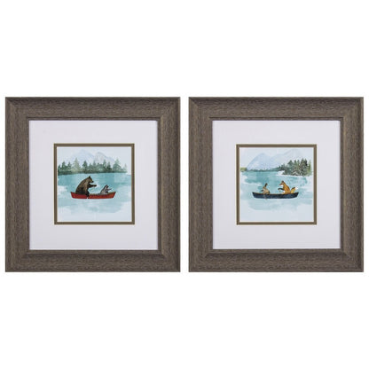 Set Of Two Bear Lake Brown Framed Print Wall Art