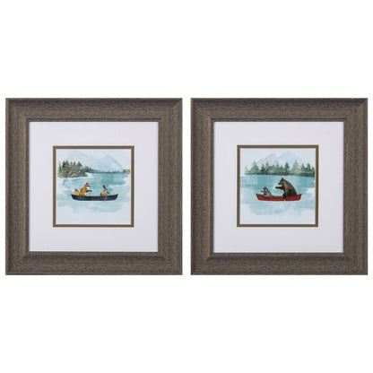 Set Of Two Bear Lake Brown Framed Print Wall Art