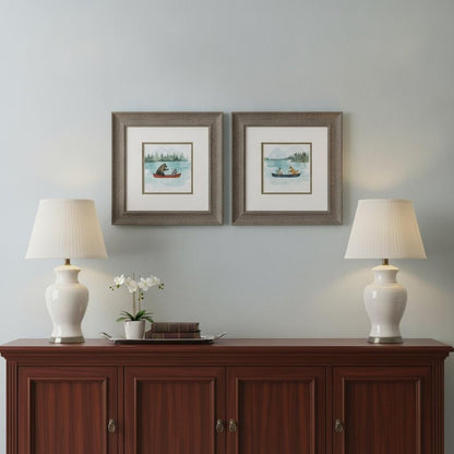 Set Of Two Bear Lake Brown Framed Print Wall Art