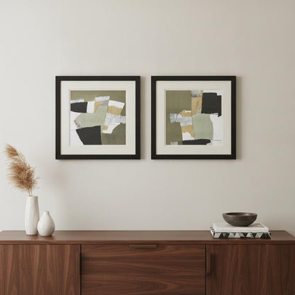 Set Of Two Olive Black Gold Wall Art