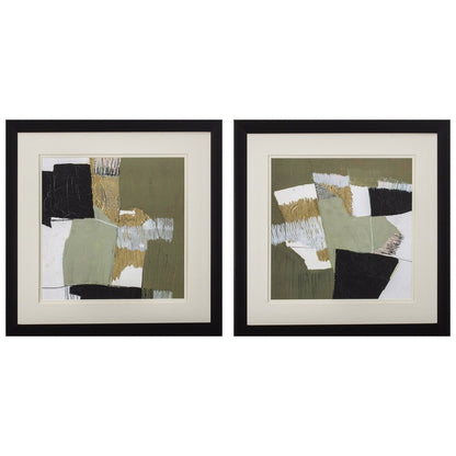 Set Of Two Olive Black Gold Wall Art