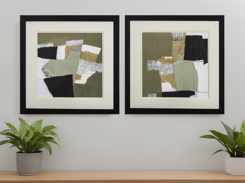 Set Of Two Olive Black Gold Wall Art HomeRoots