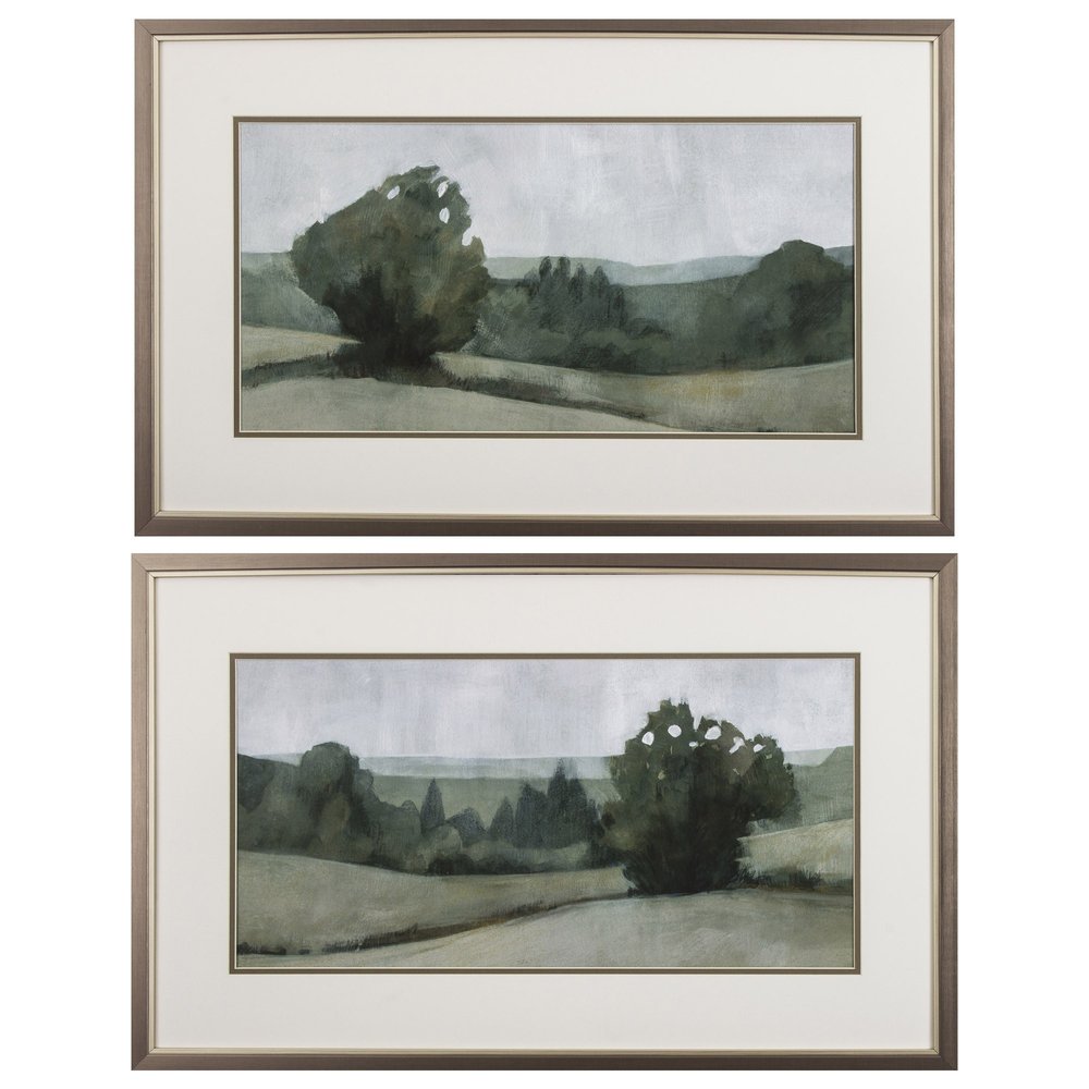 Set of Two Green Trees Framed Art — view 1