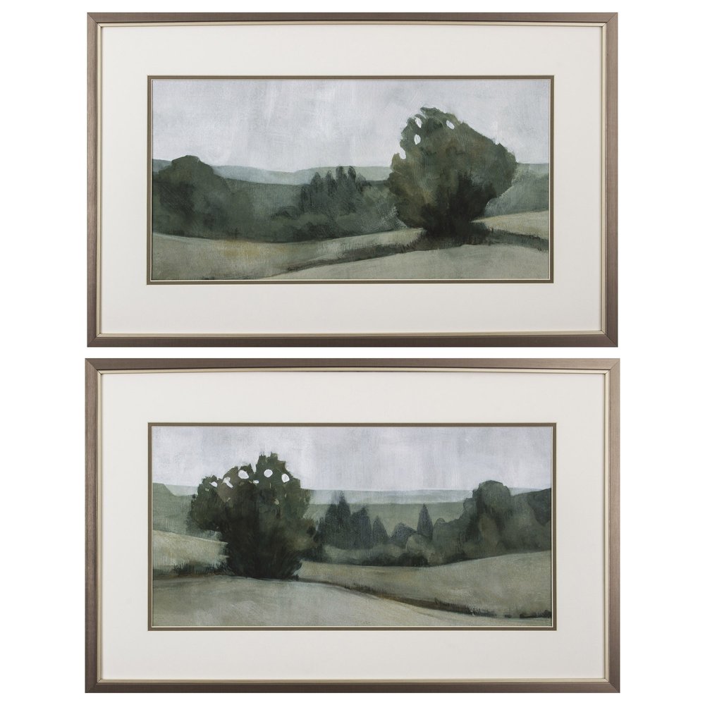 Set of Two Green Trees Framed Art — view 2