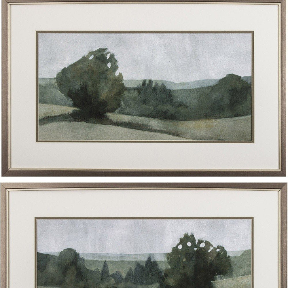 Set of Two Green Trees Framed Art — view 3