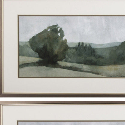 Set of Two Green Trees Framed Art
