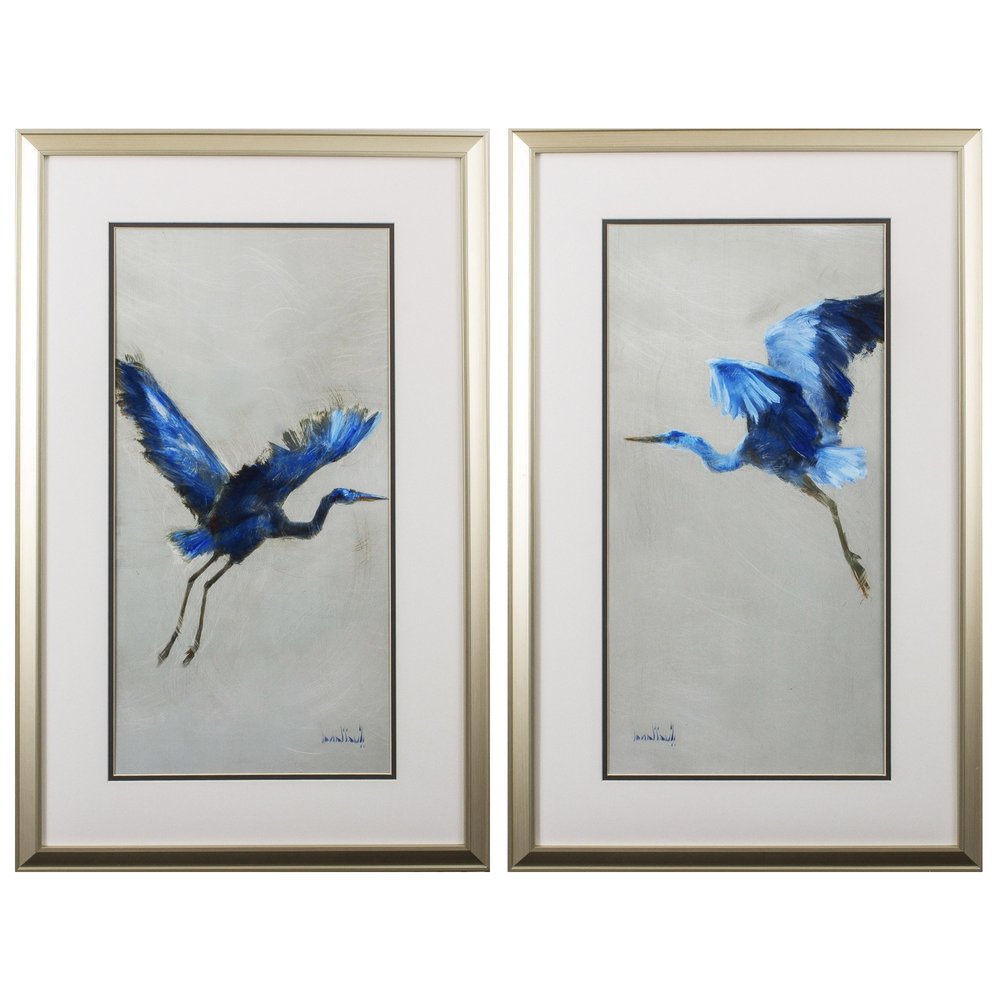 Set of Two Blue Heron Framed Art — view 2