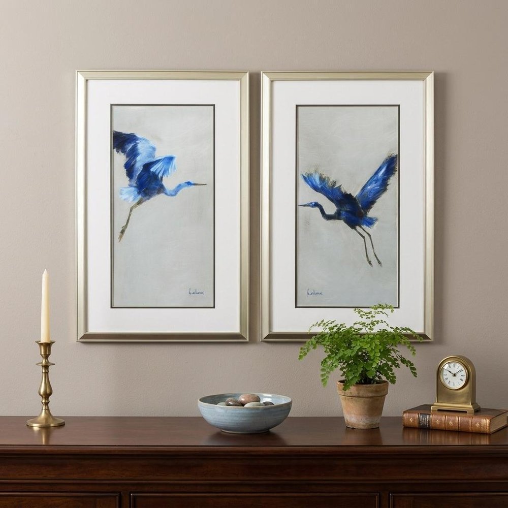 Set of Two Blue Heron Framed Art — view 5