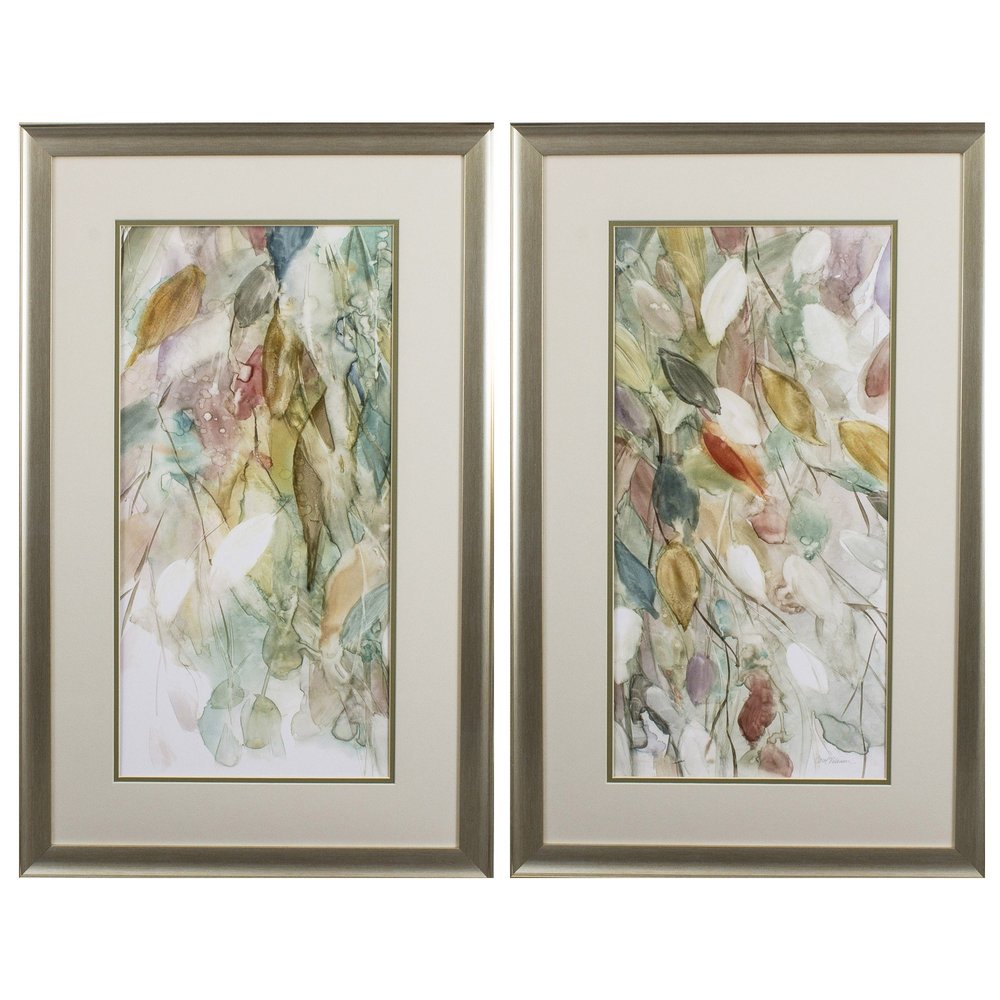 Set of Two Blue Leaves Framed Art — view 1