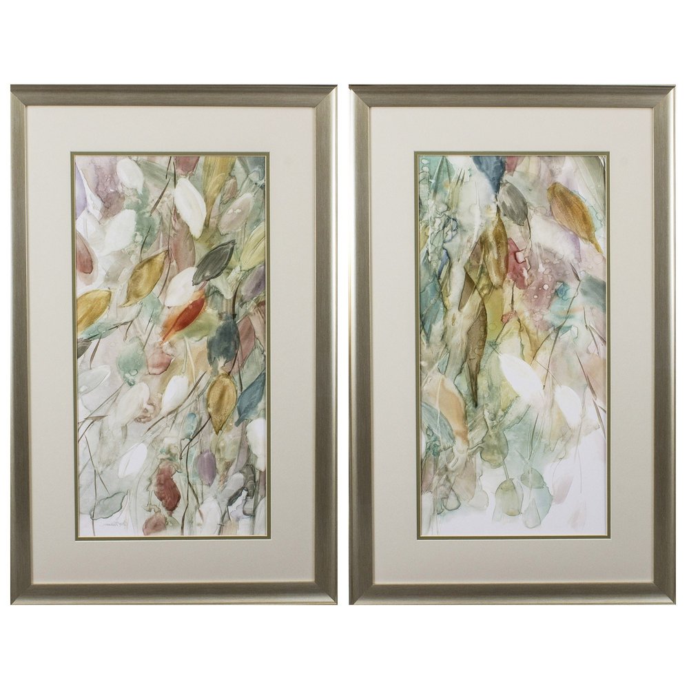 Set of Two Blue Leaves Framed Art — view 2