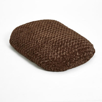 Brown 2" x 3" Lux Faux Fur Oval Pet Bed - FurniFindUSA