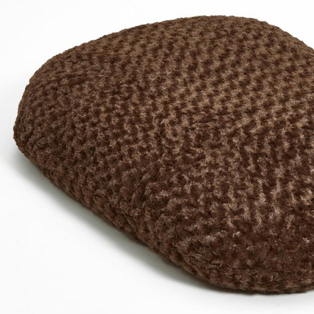Brown 2" x 3" Lux Faux Fur Oval Pet Bed - FurniFindUSA