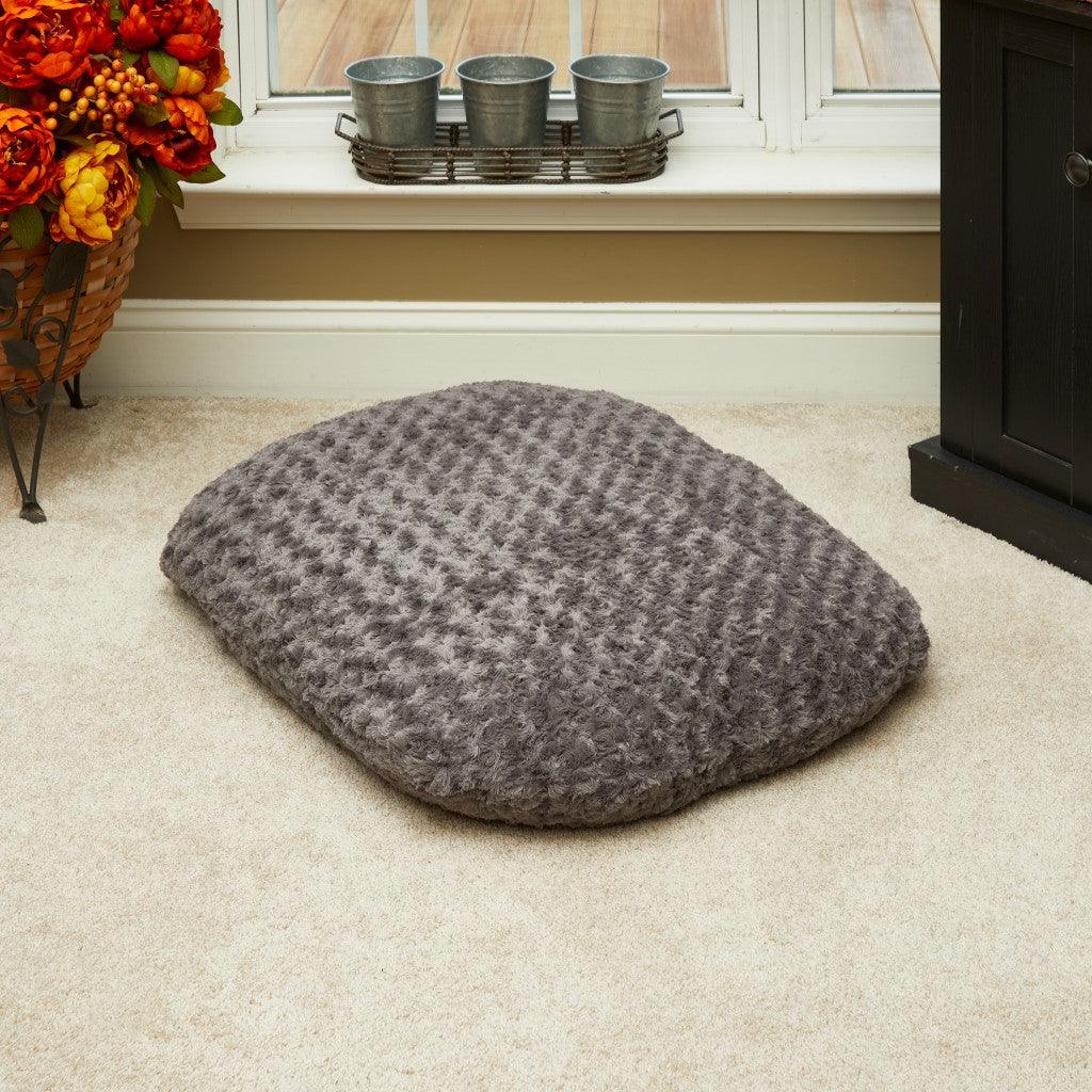 Gray 2" x 3" Lux Faux Fur Oval Pet Bed - FurniFindUSA