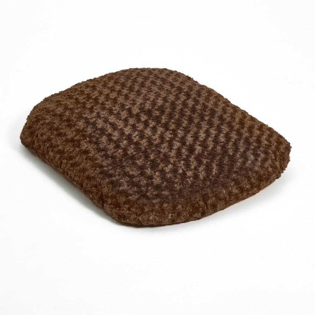 Brown 3" x 4" Lux Faux Fur Oval Pet Bed - FurniFindUSA