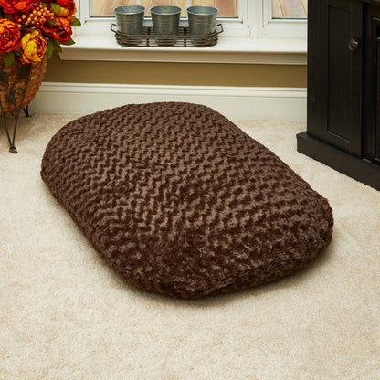 Brown 3" x 4" Lux Faux Fur Oval Pet Bed - FurniFindUSA