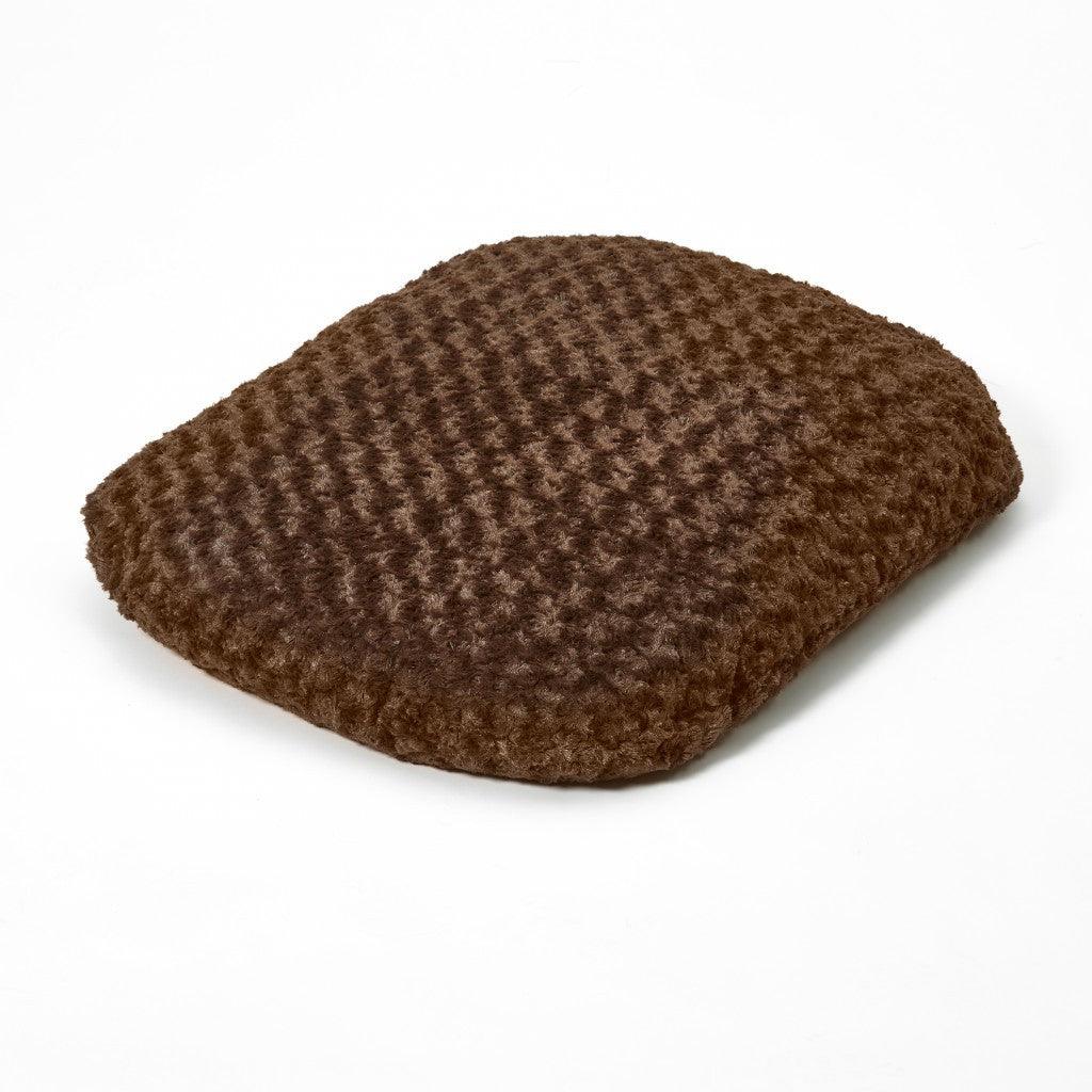 Brown 3" x 4" Lux Faux Fur Oval Pet Bed - FurniFindUSA