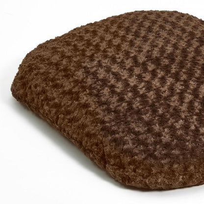 Brown 3" x 4" Lux Faux Fur Oval Pet Bed - FurniFindUSA