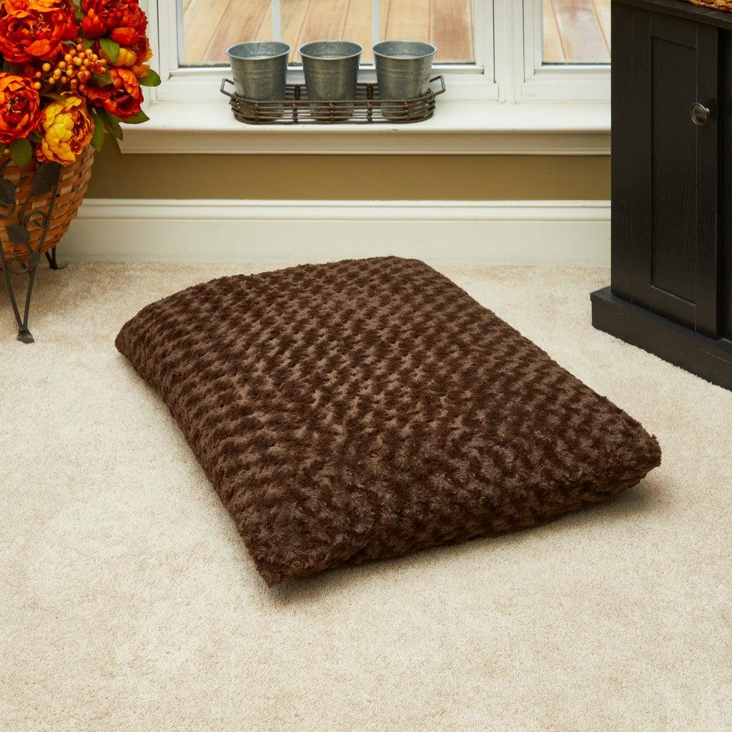 Brown 2" x 3" Lux Faux Fur Rectangle Pet Bed - FurniFindUSA