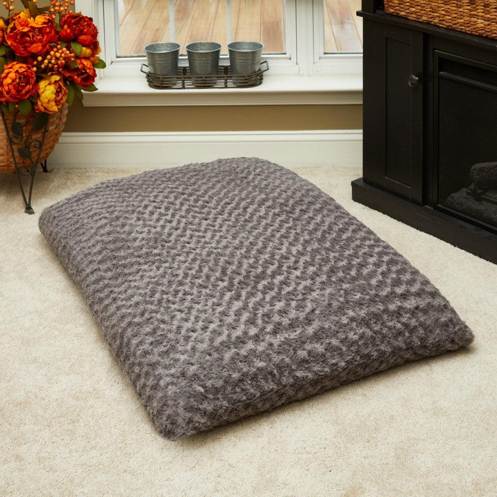 Gray 2" x 3" Lux Faux Fur Rectangle Pet Bed - FurniFindUSA