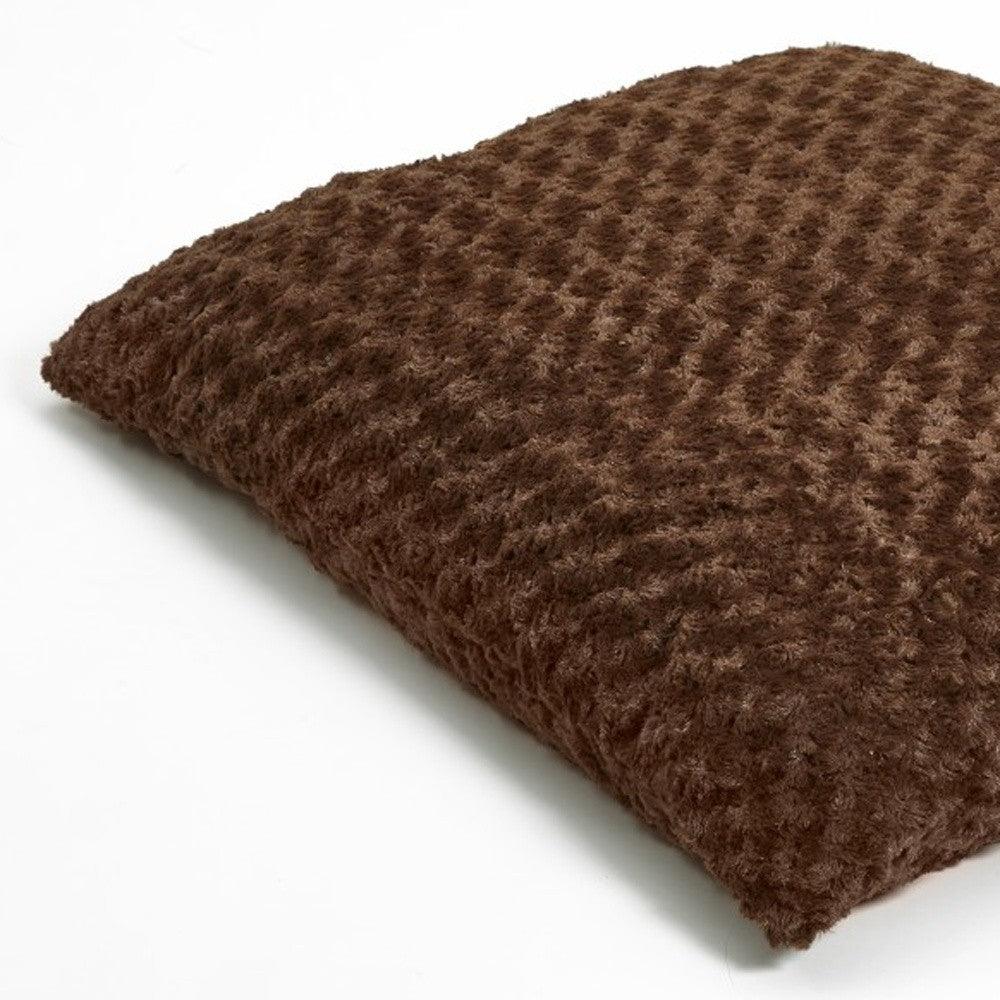 Brown 3" x 4" Lux Faux Fur Rectangle Pet Bed - FurniFindUSA