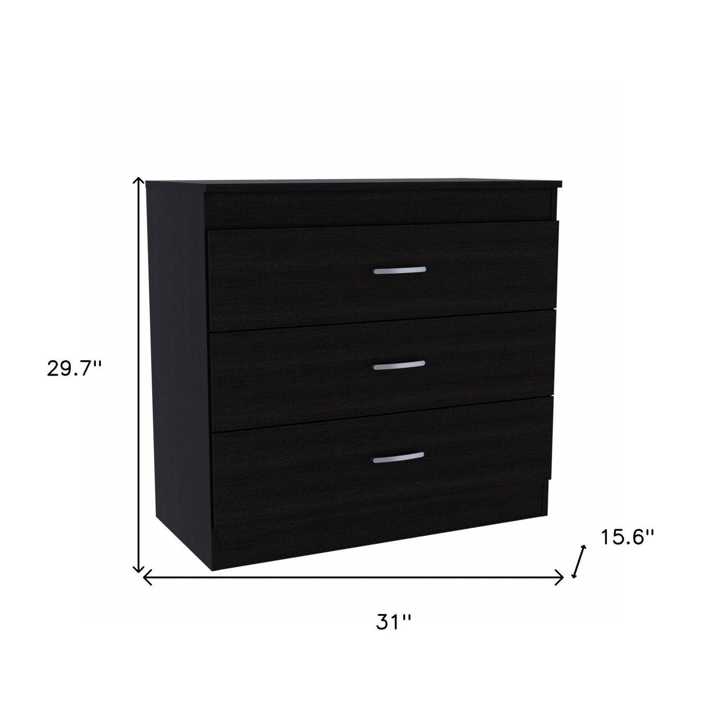 31" Black Three Drawer Dresser - FurniFindUSA